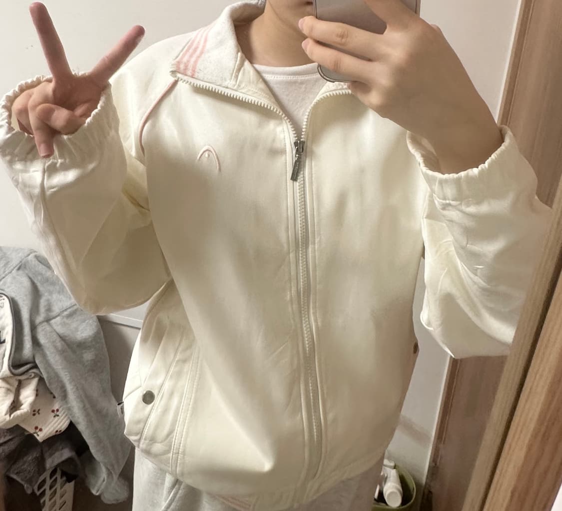 Head 핑크 포인트 져지 집업 M 상품이미지3