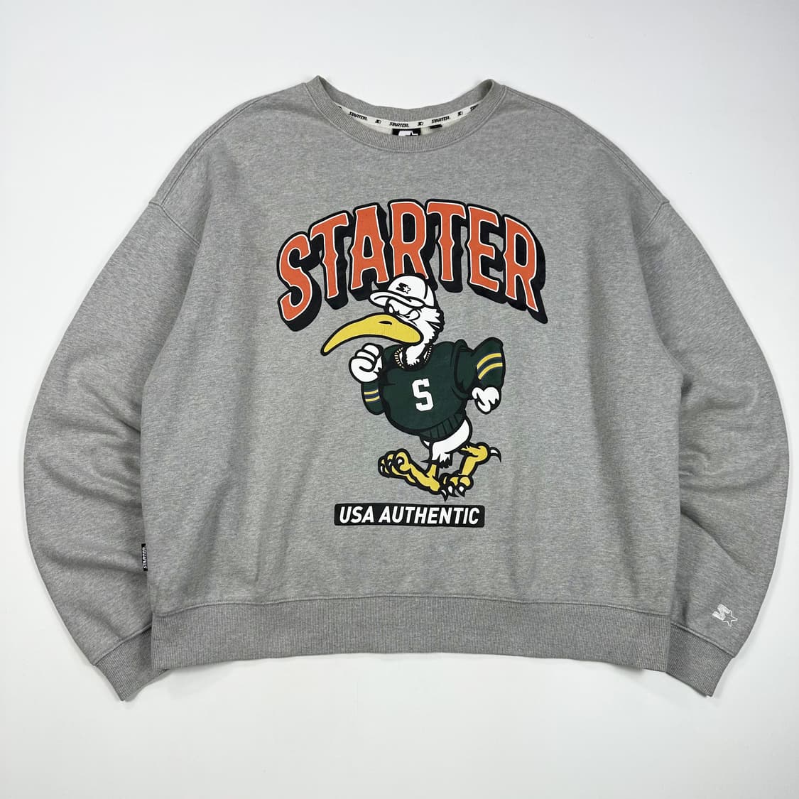 스타터 빈티지 프린팅 오버핏 맨투맨 그레이 L 상품이미지1