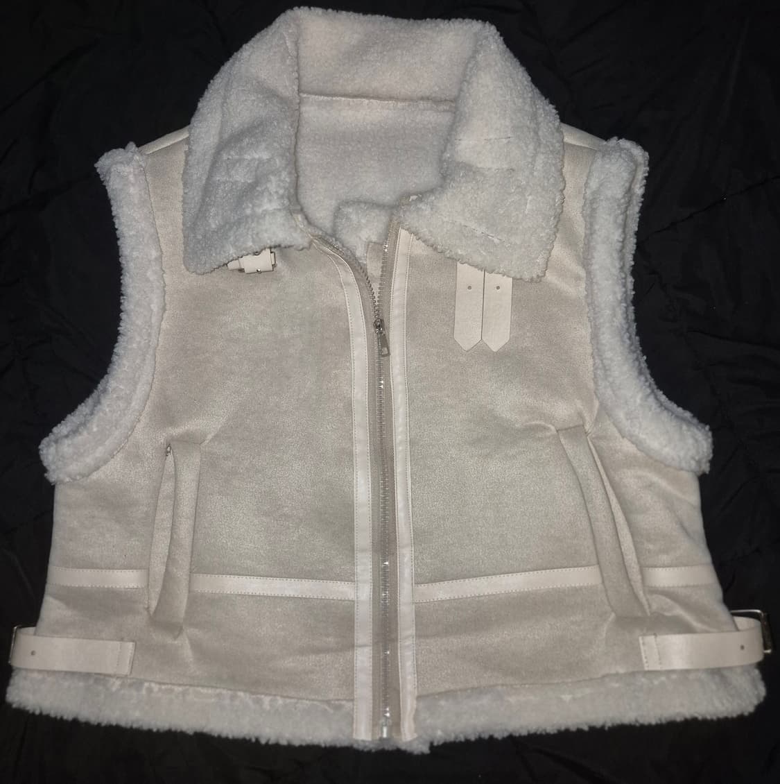 일본 빈티지 아이보리 핑크 무스탕 조끼 상품이미지2