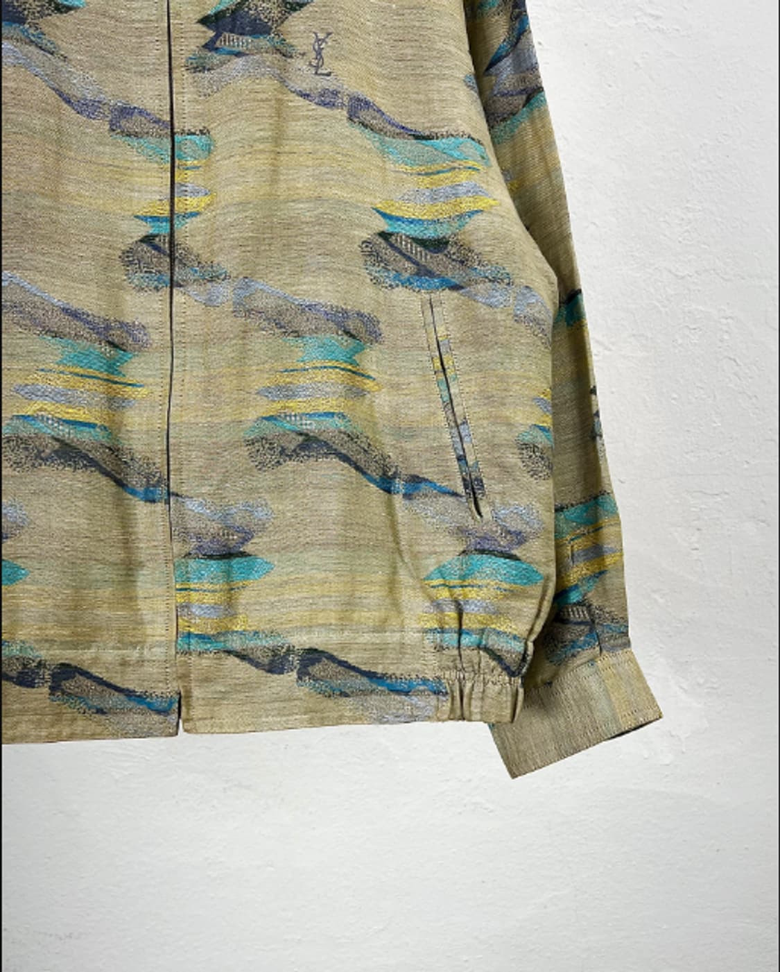 80s 이브 생로랑 풀오버 트라우트 리넨 블루종 자켓 상품이미지5