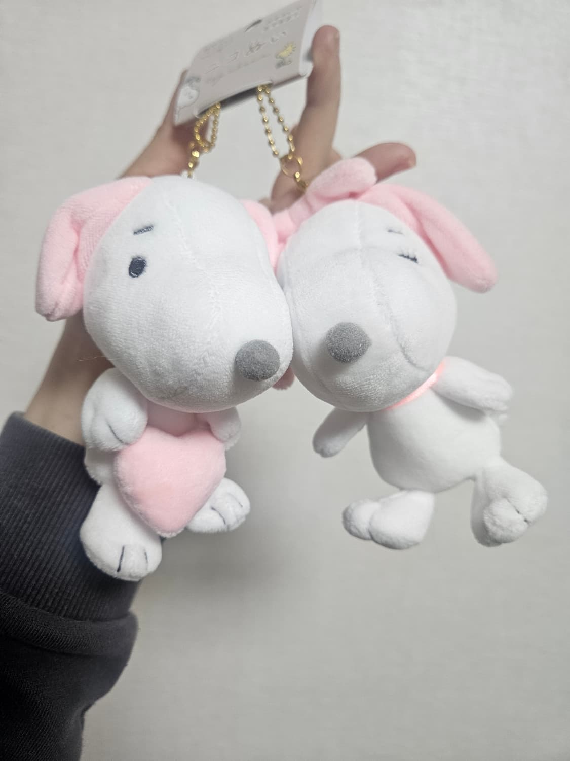 핑크 스누피 볼착(자석) 키링인형 커플 상품이미지1