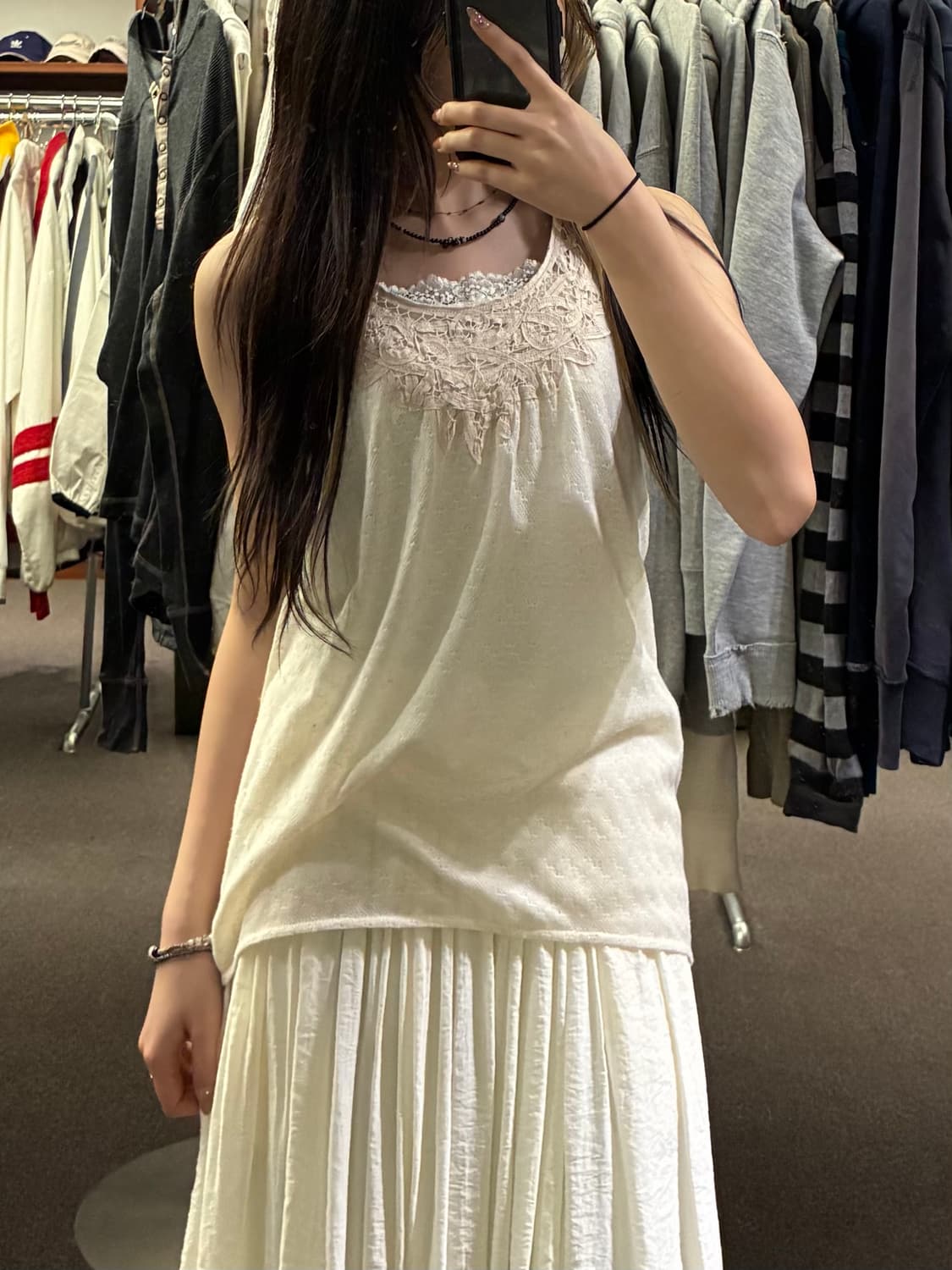 M)ventviolet vintage 여성 레이스 디테일 아이보리 나시 상품이미지1