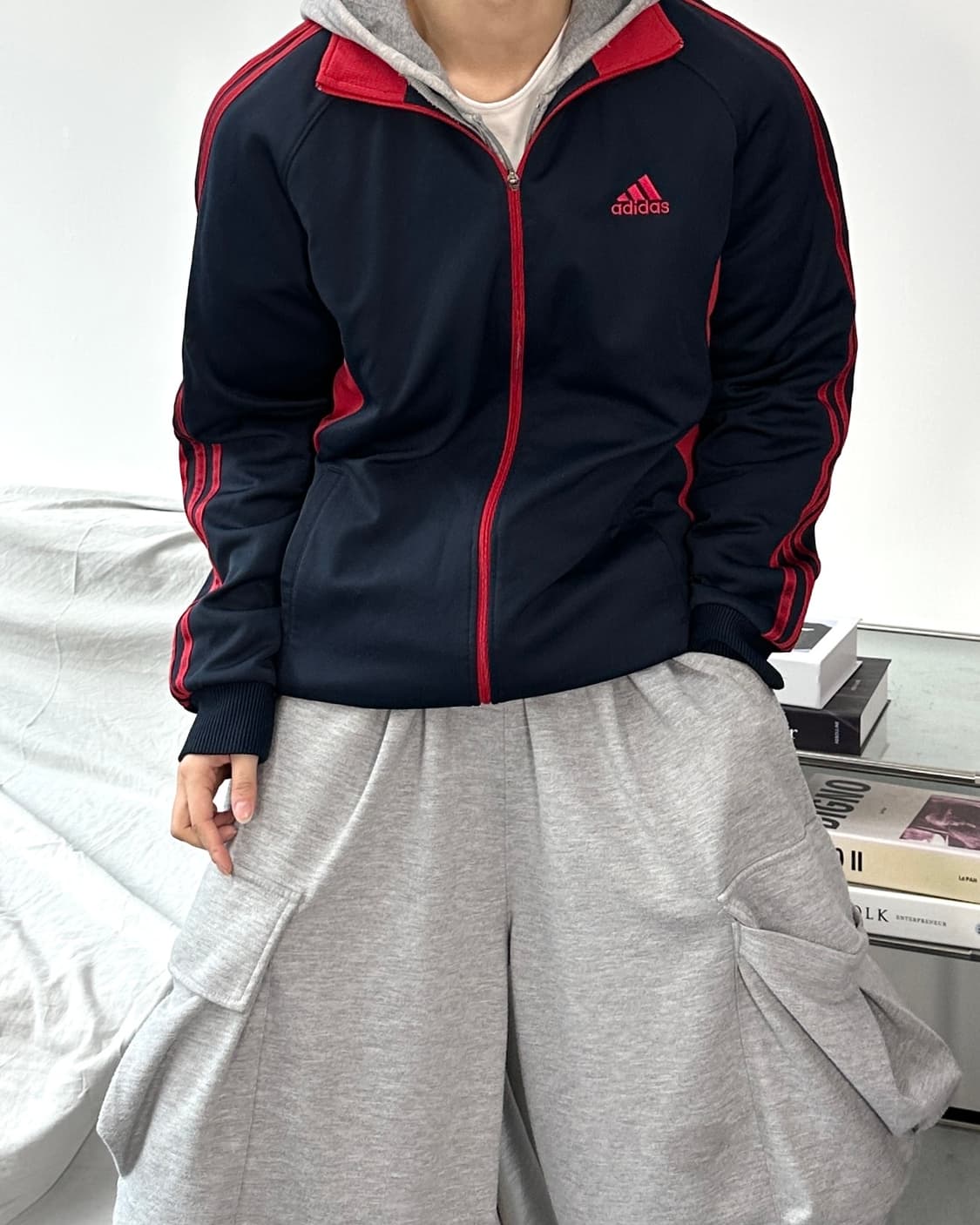 아디다스 네이비 레드 트랙탑 져지 L 상품이미지2