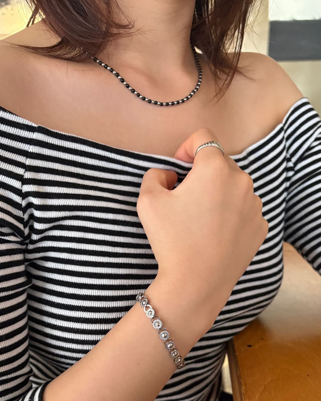 스톤 스틸 목걸니 ( 오닉스 ) 상품이미지6