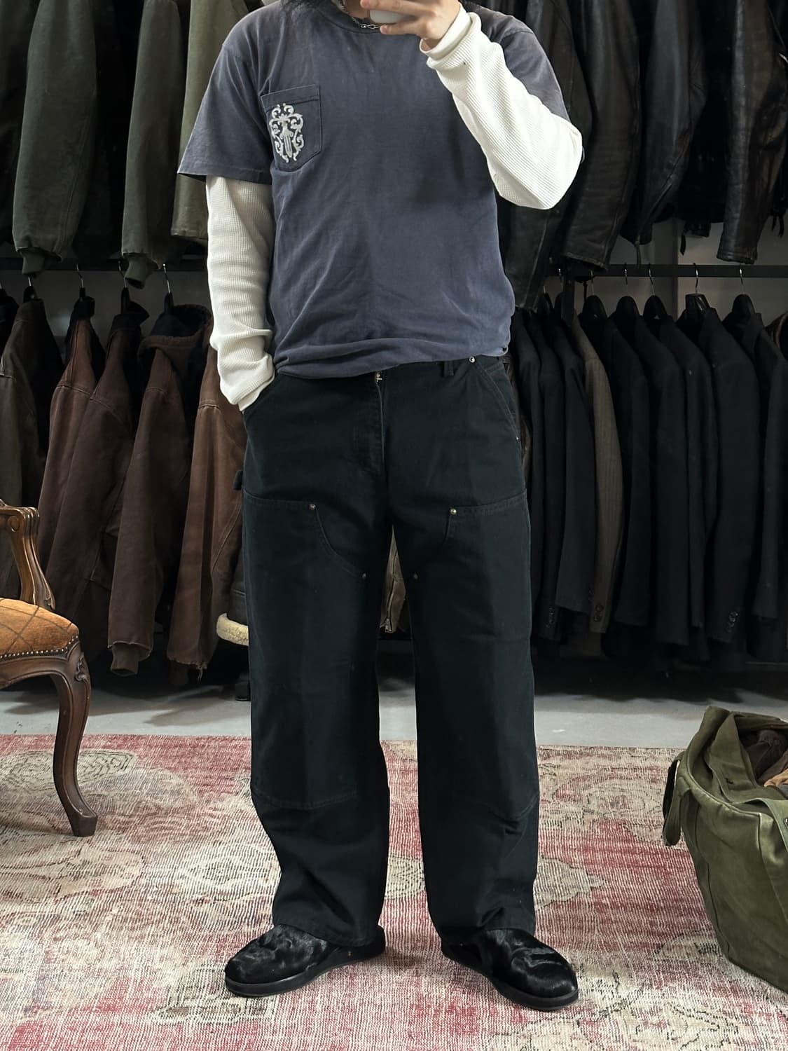 OG 칼하트 B136 더블니 블랙 칼하트 썩블니 카펜터 상품이미지2