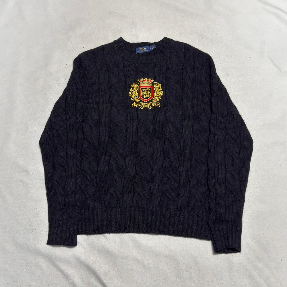 S 폴로랄프로렌 크레스트 자수 블랙 케이블 니트 상품이미지2