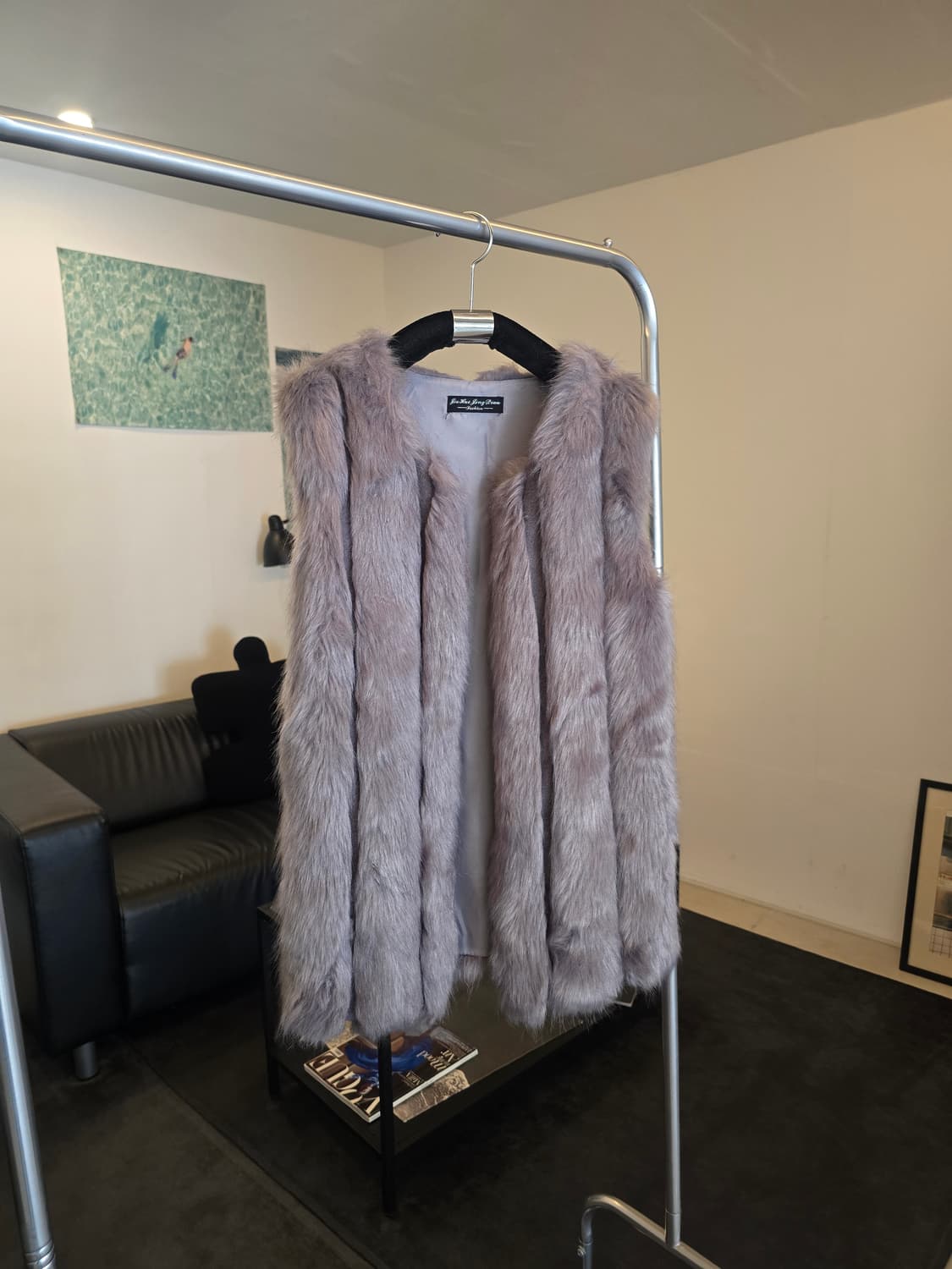 그레이 페이크퍼  베스트 상품이미지1