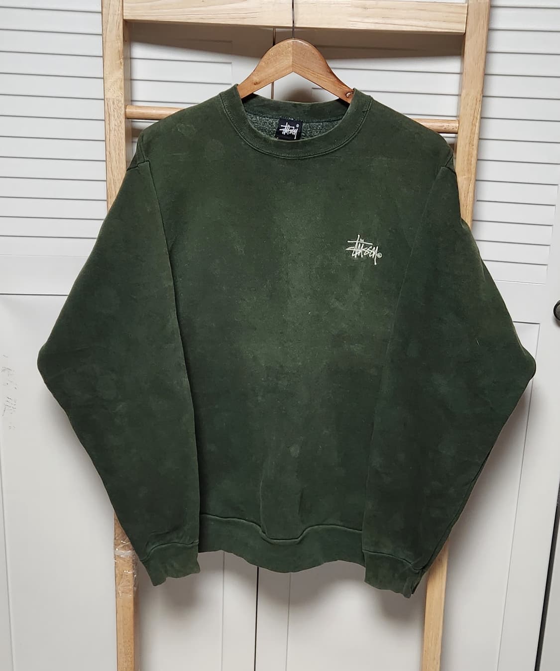 XL 스투시 80S 딥카키올리브 오버핏 맨투맨 상품이미지1