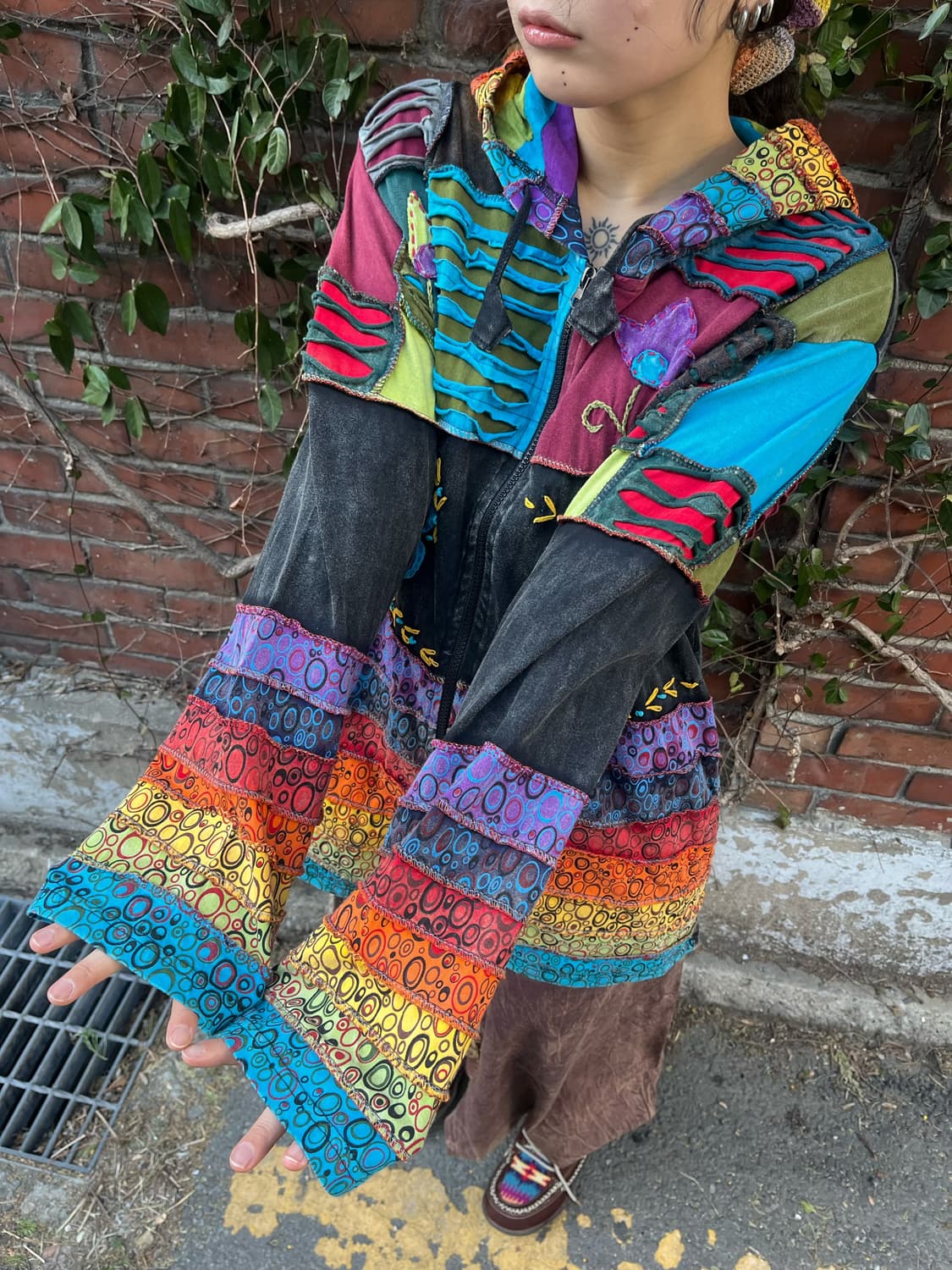 히피 패치워크 후드 집업 상품이미지5