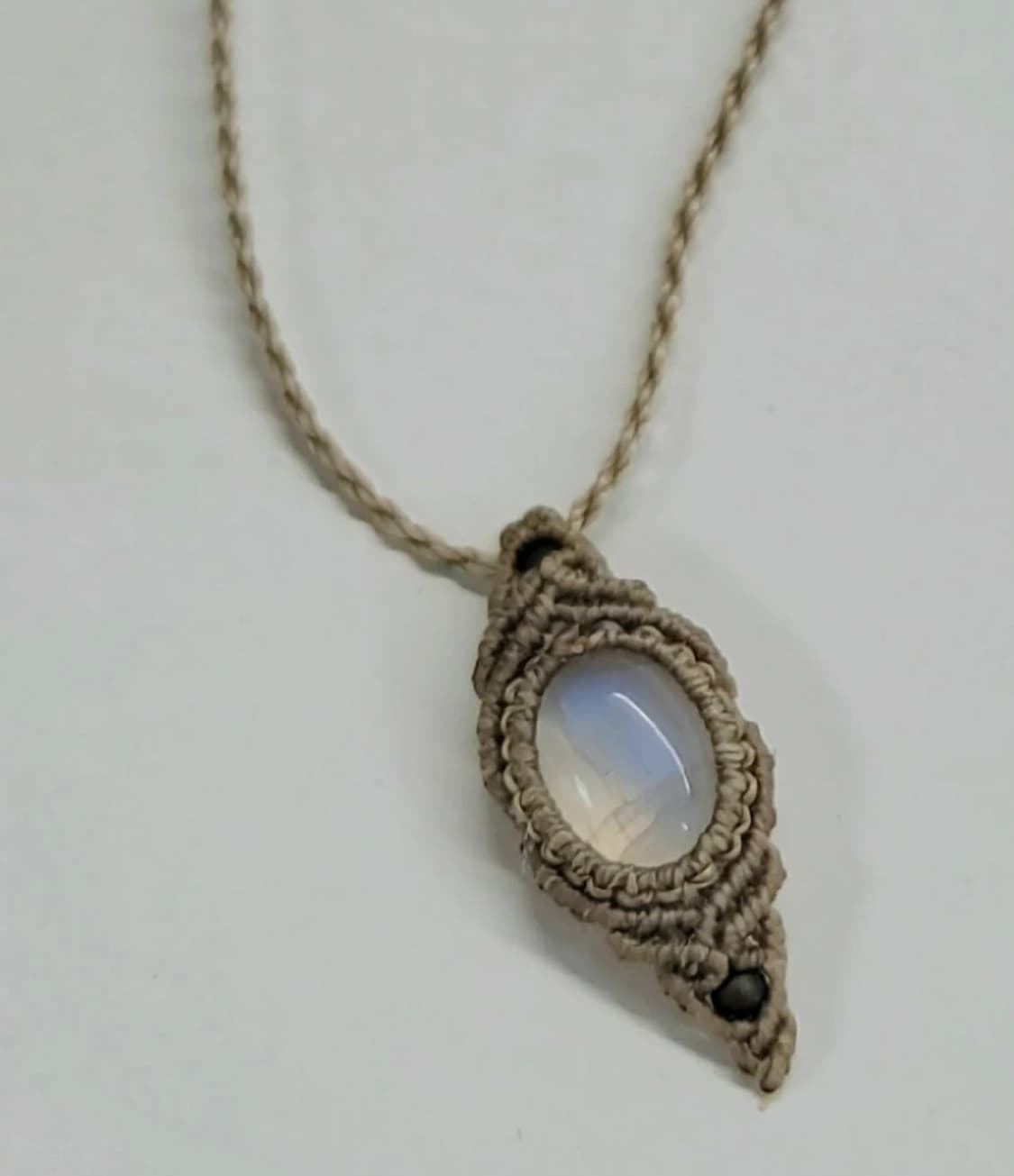 레인보우 문스톤 마크라메 목걸이 홀로그램 네크리스 화이트 상품이미지3