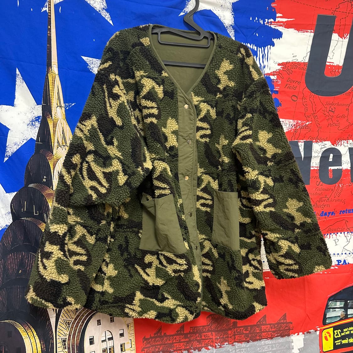 s급 빈티지 카모 리버시블 양면 오버핏바람막이XL105 상품이미지3