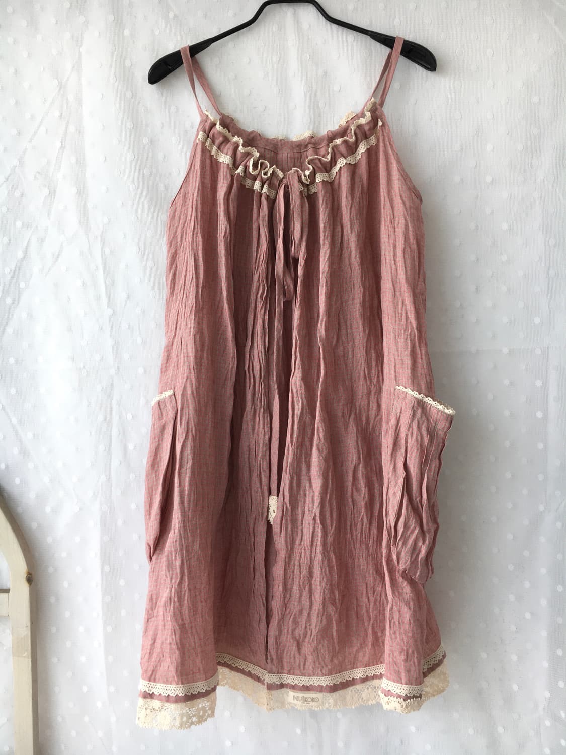 [Hand Made] 핸드메이드 핑크 체크 바선생 원피스 모리걸 상품이미지3