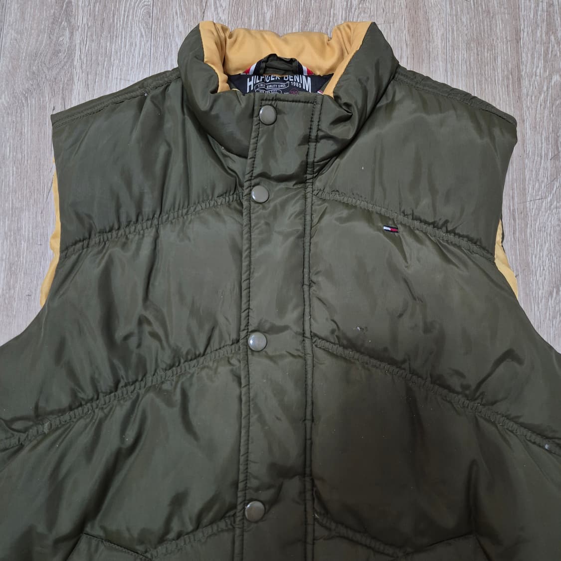 타미힐피거 데님 남성 다운 카키 패딩 조끼 L(100) 상품이미지2