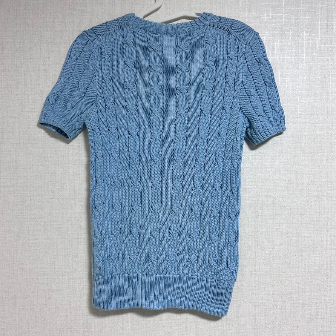 폴로 랄프로렌 신형 큐알 꽈배기 케이블 반팔 니트 소라 블루 S   상품이미지8