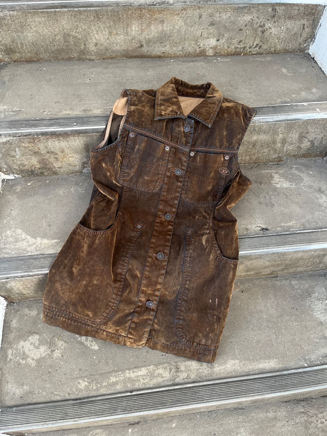 Diesel 디젤 로고 벨벳 베스트  상품이미지1