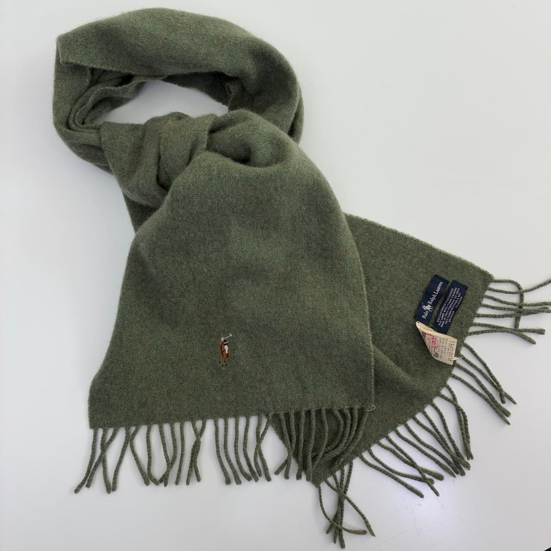 Polo  폴로 랄프로렌 캐시미어 램스울 카키 울 머플러 상품이미지1