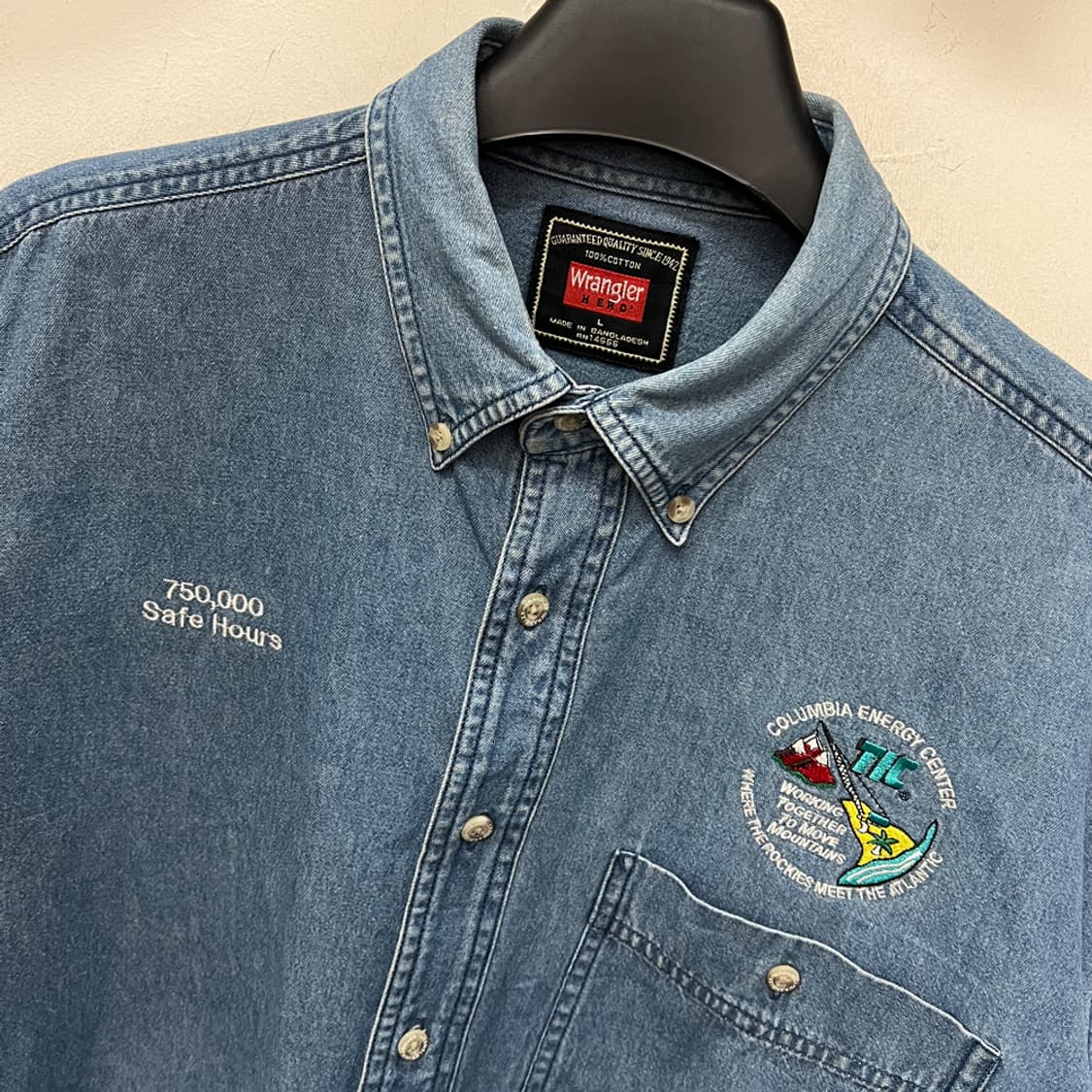 랭글러 히어로 오버핏 워크 데님 셔츠 청남방 L 상품이미지3