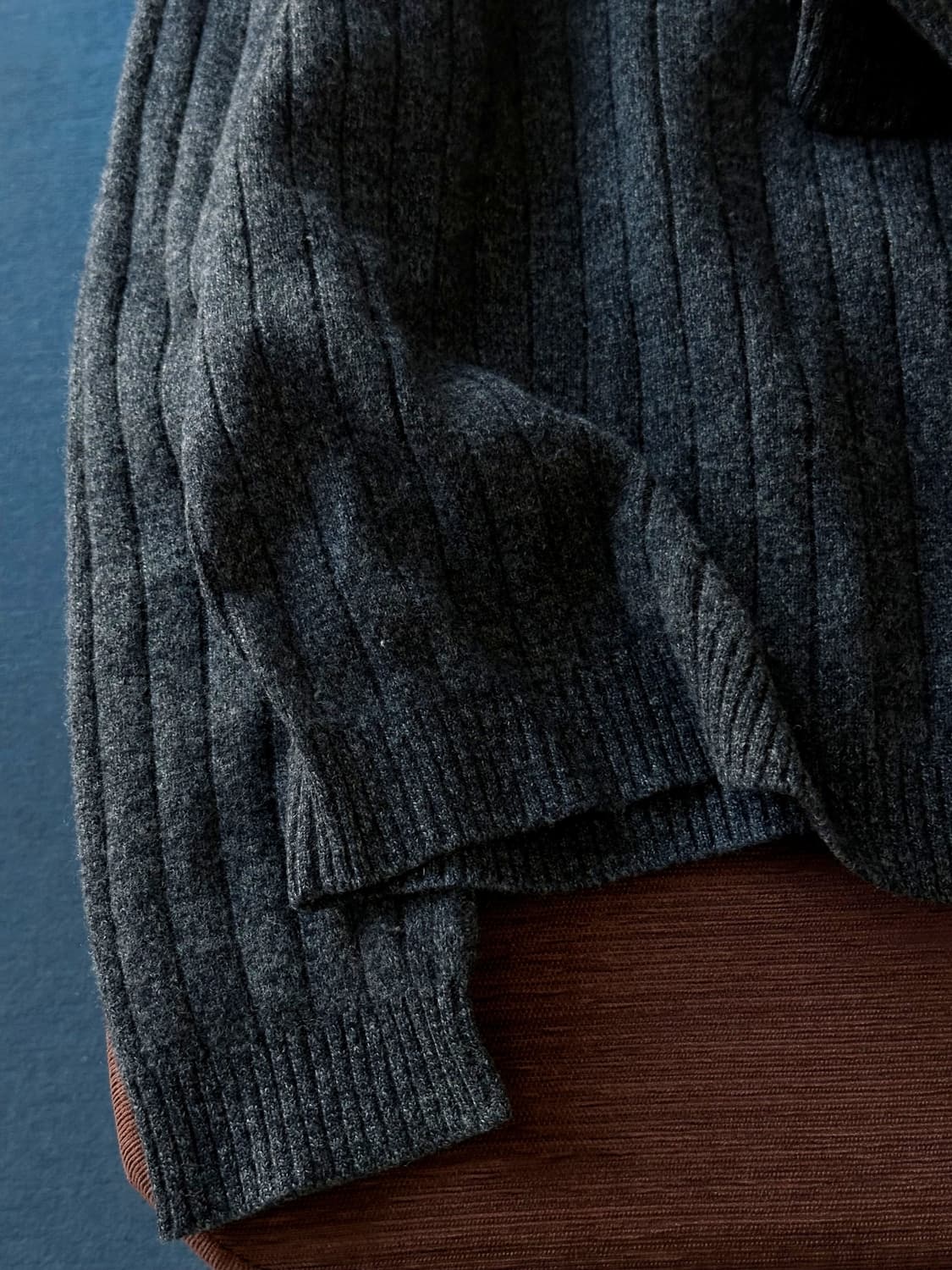 Wide rib wool zip design knit P/O 상품이미지4