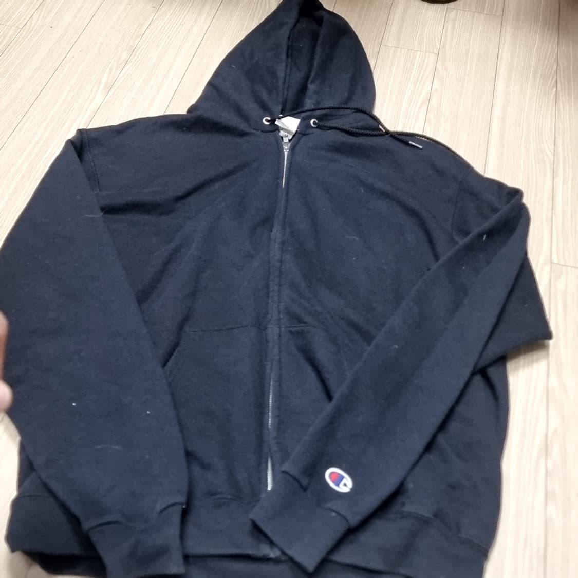 챔피온 블랙 기모 후드집업(라지) 상품이미지1