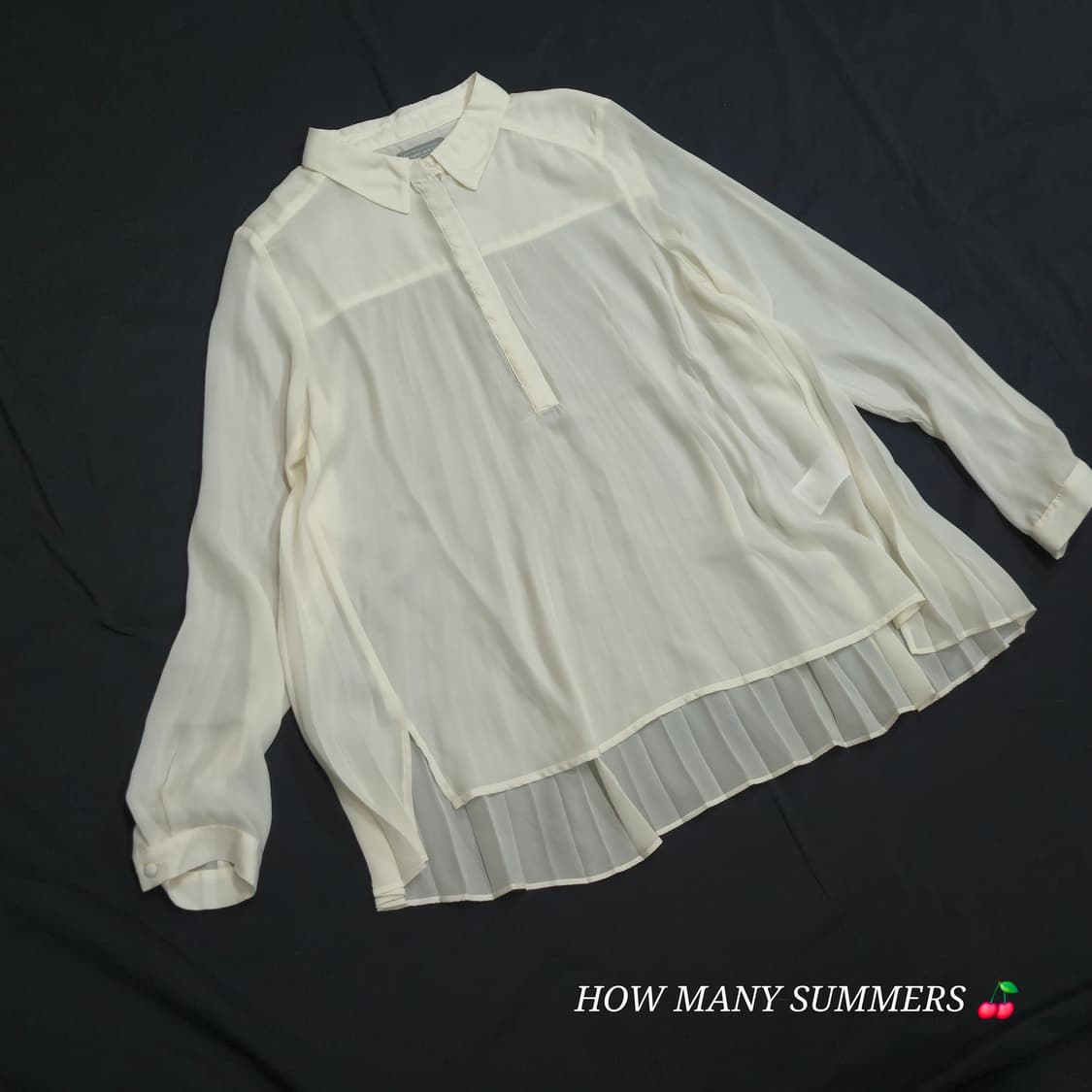 뒷주름 롱 블라우스 시스루 히든버튼 화이트 셔츠 상품이미지3