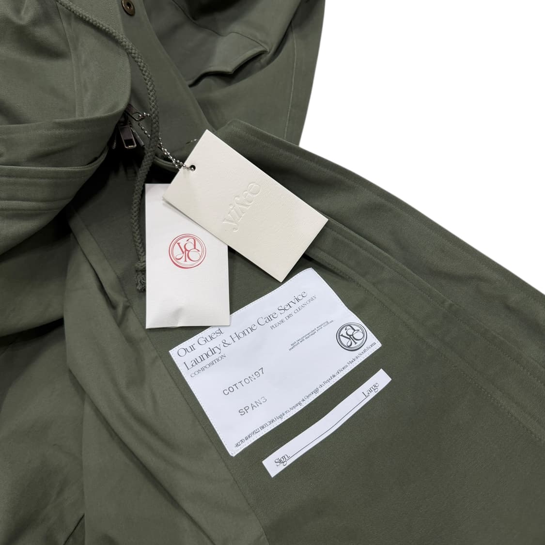 YIYAE 이예 몰스킨 몰스킨 후드 롱파카 카키 L 상품이미지4