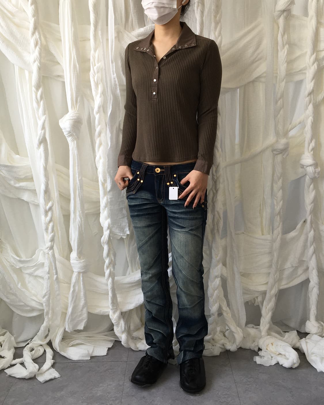High neck shirt ribbed sleeve 상품이미지6