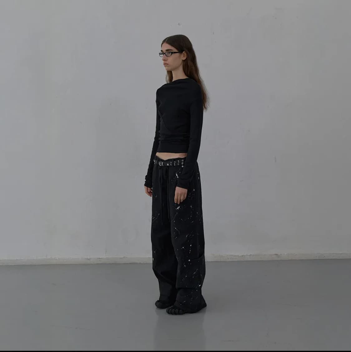 엘씨디씨티엠 페인트 이펙트 와이드 레그 트루져 팬츠 블랙 ss 상품이미지1