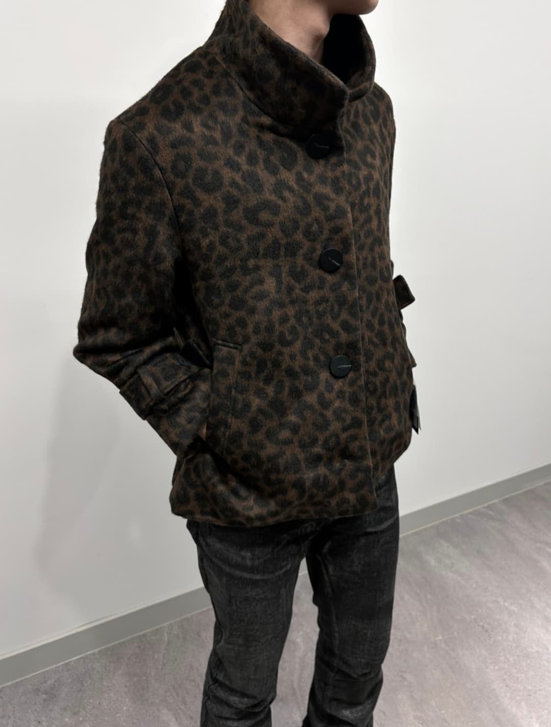 Vera Wang 하이넥 레오파드 자켓 상품이미지7