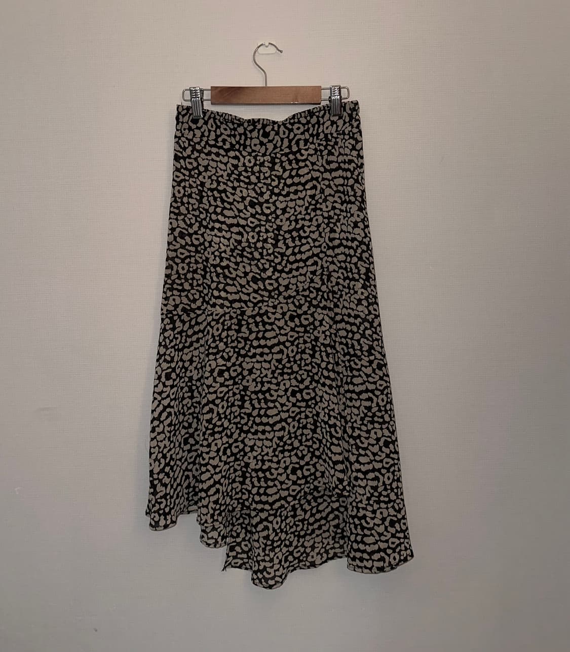 빈티지 호피 언발란스 레이어드 미디 스커트 상품이미지1