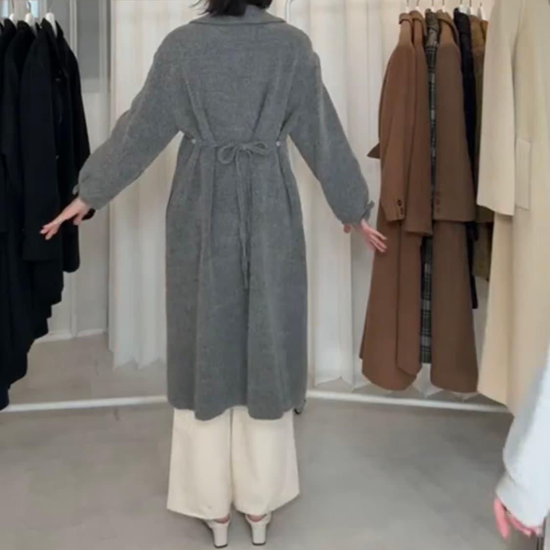 빈티지 ) 그레이 둥근카라 부클코트 상품이미지8