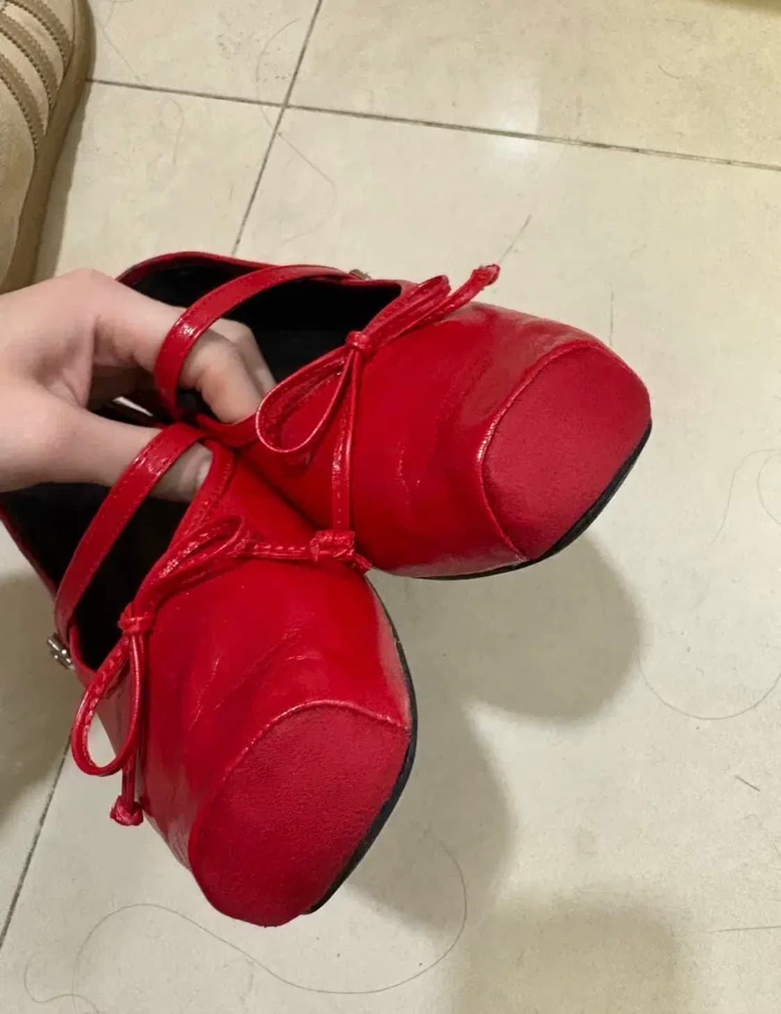 (수수료X)타크트로이메 줄리엣 스웨이드 스퀘어토 리본 플랫슈즈 발레코어 상품이미지6