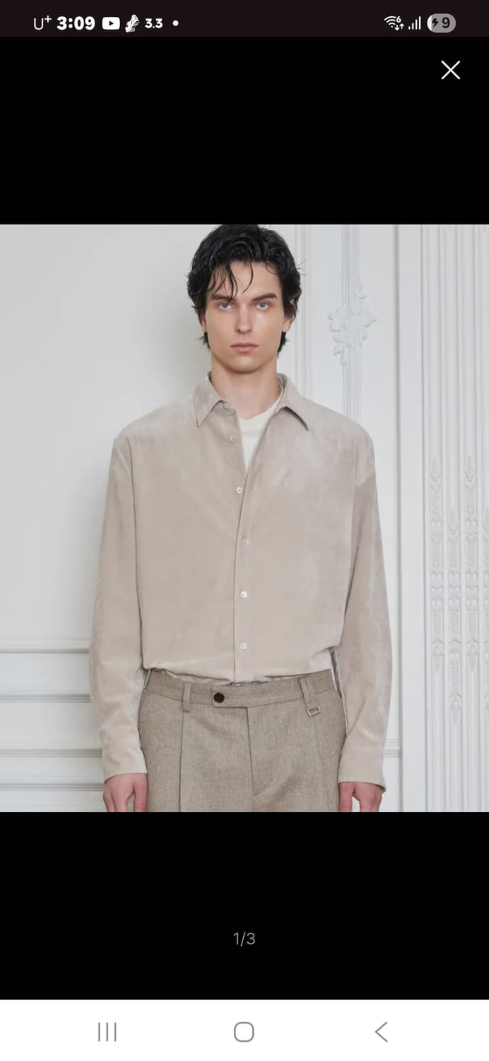 24fw 질스튜어트뉴욕맨 라이트베이지 코듀로이 오버핏 셔츠 L 상품이미지4