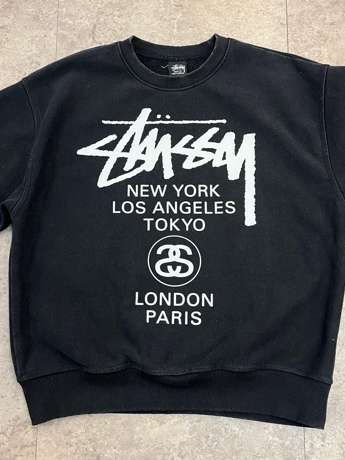 스투시 월드투어 기모 맨투맨 블랙 L #csz2188 상품이미지5