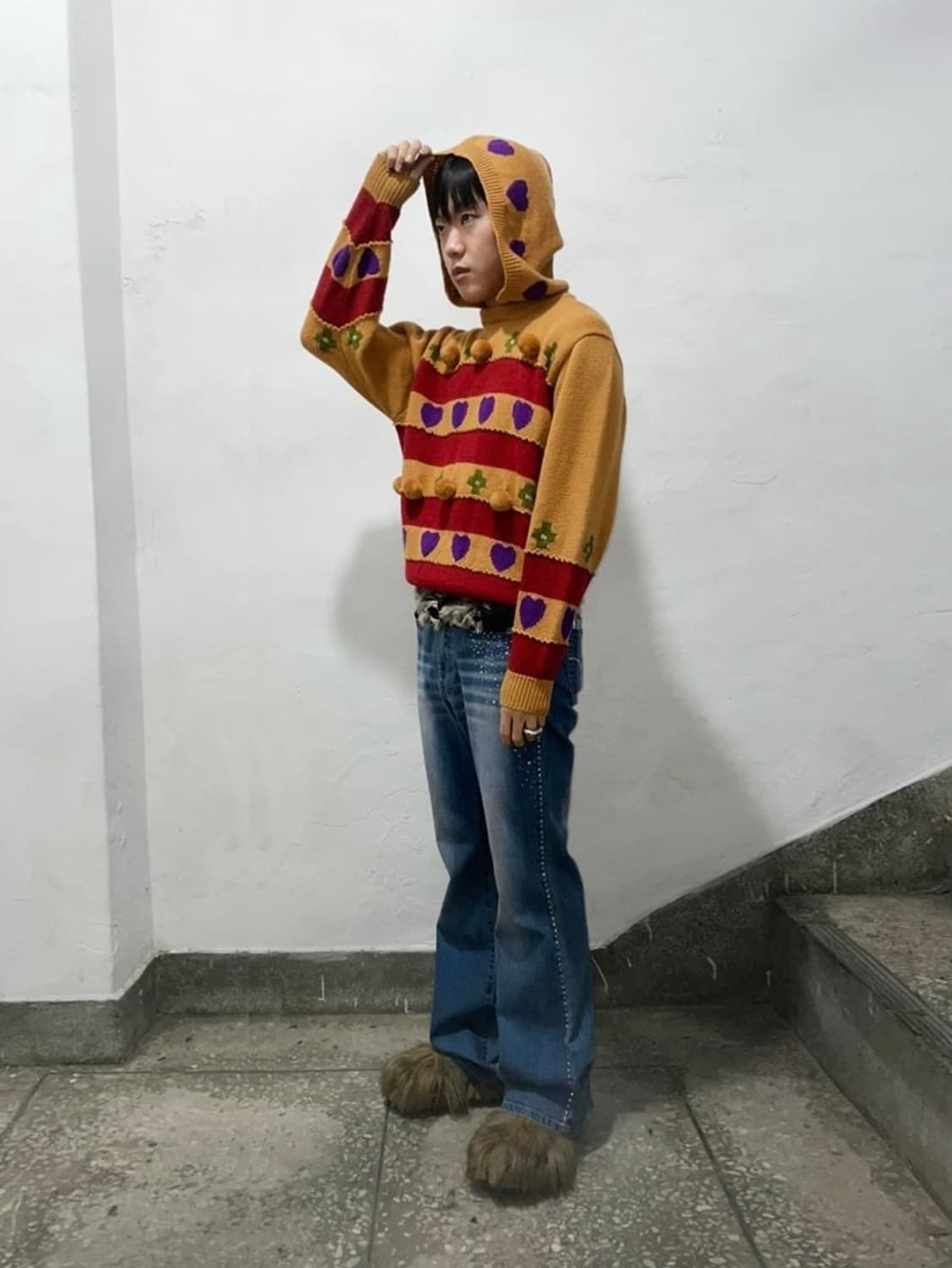 키치 하트 패턴 후드 상품이미지9