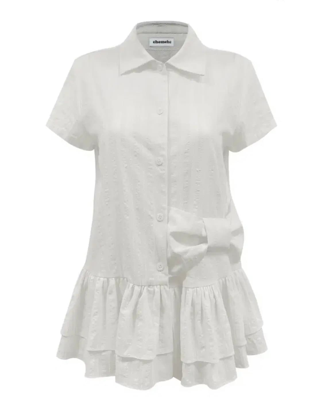 체메씨 보우 프릴 쁘띠 셔츠 bow frill petit shirt 상품이미지1