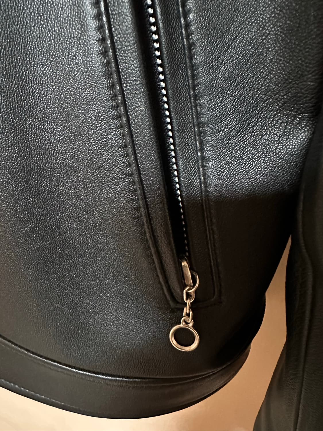 무탠다드 L) 램스킨 싱글 라이더 재킷 [블랙] 상품이미지5