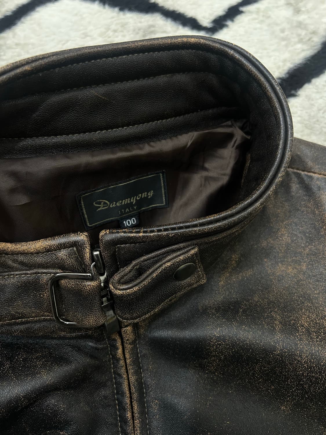 [L]빈티지 에이징 양가죽 집업자켓/브라운 상품이미지4