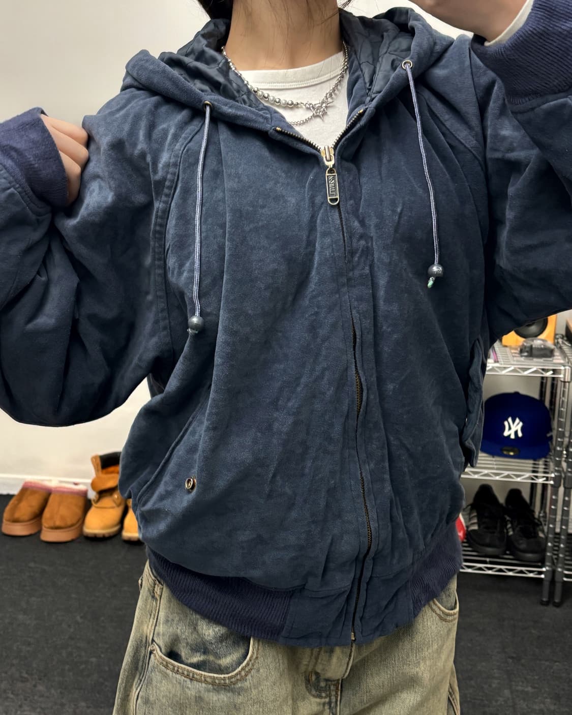 올드 빈티지 벨벳 후드 자켓 상품이미지3