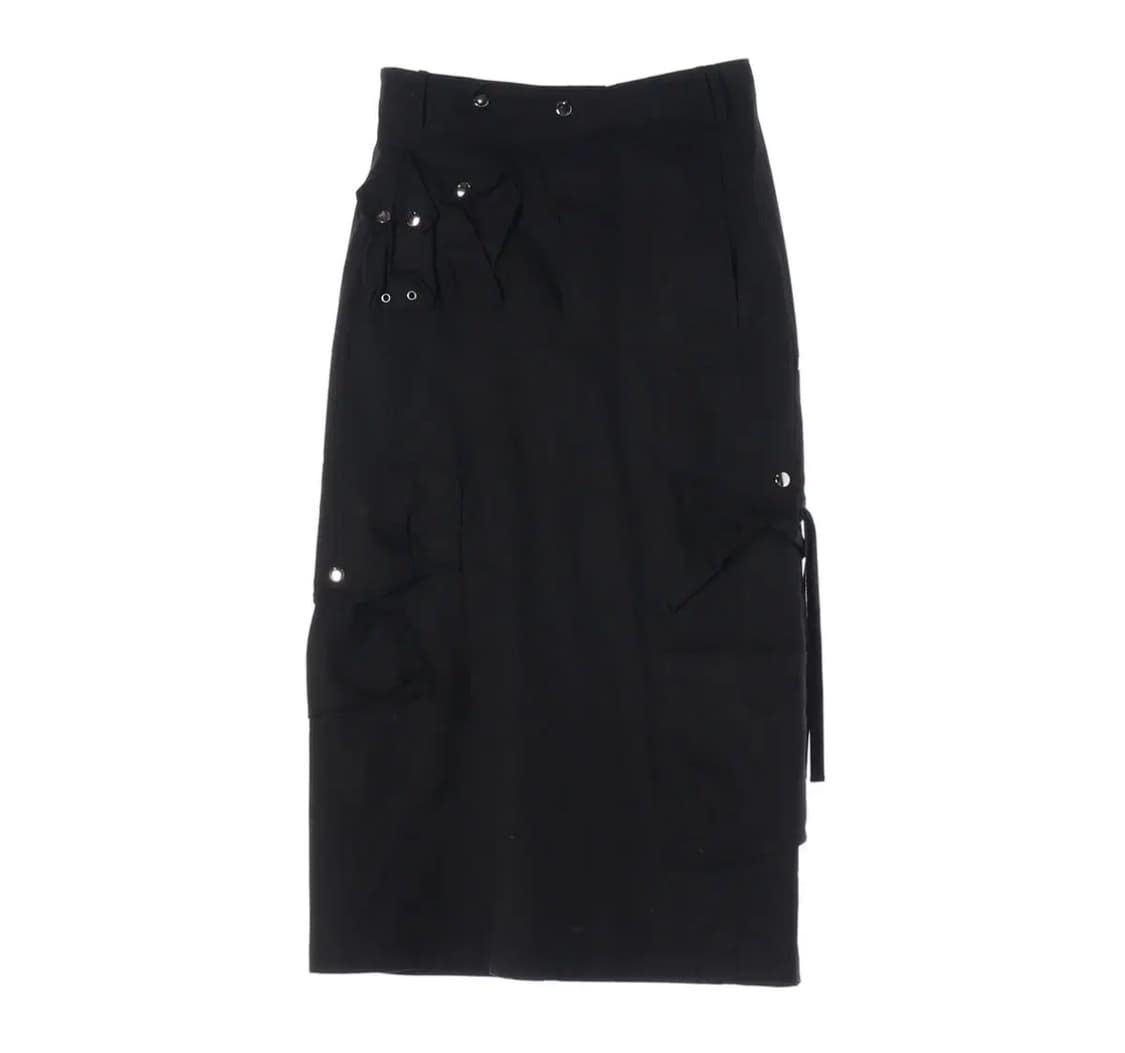 나체 스트랩 카고 롱 스커트 코튼 치마 블랙 상품이미지1