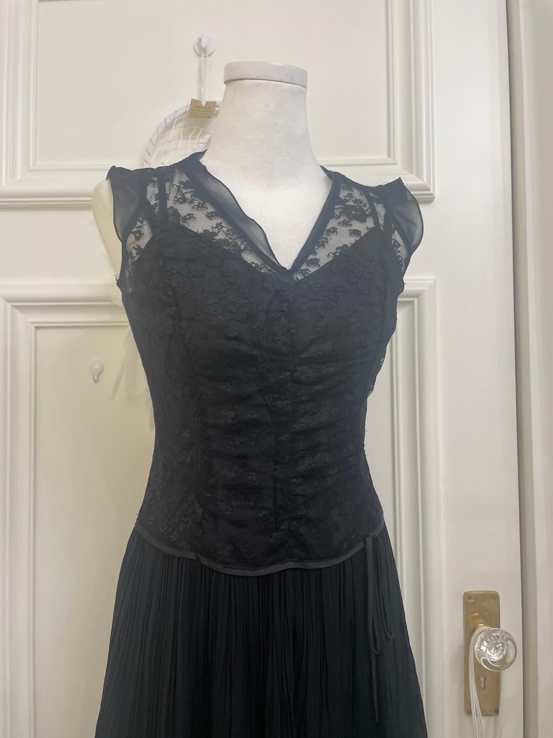 black lace shirring pleats bow opc 상품이미지5