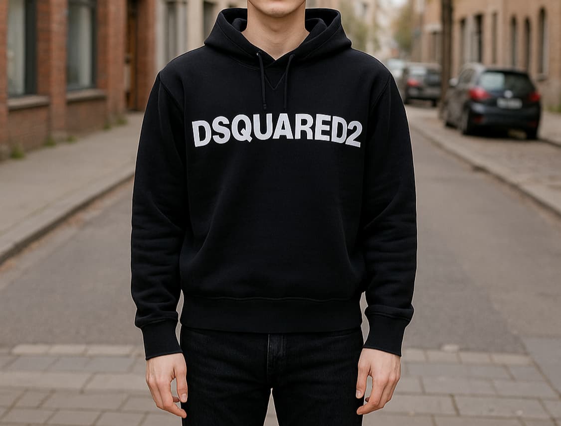 디스퀘어드2 코튼 후드 스웨트셔츠 블랙_L 상품이미지1