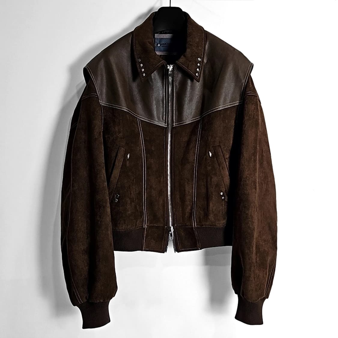 가키하라 브라운 레더 스웨이드 자켓 상품이미지3