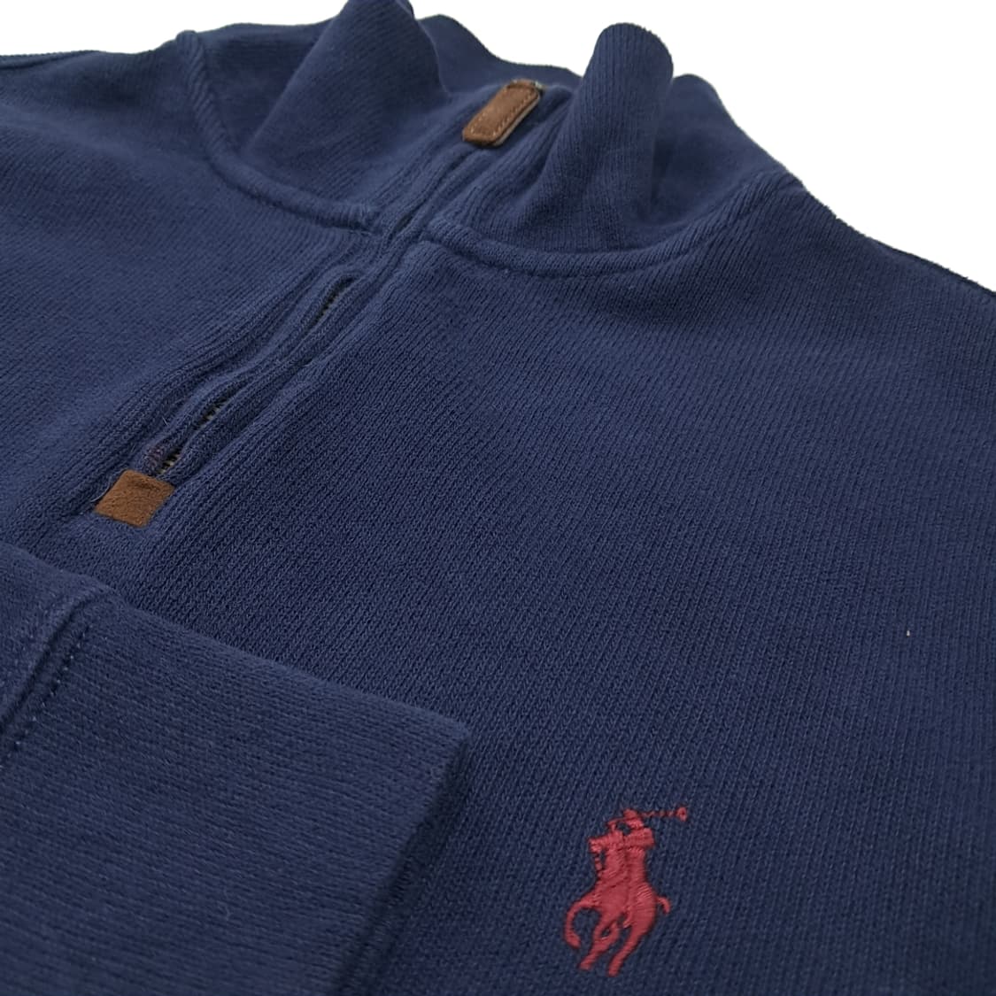CL275 XL 폴로 가죽풀러 레드포니 네이비 하프집업 니트 스웨터 상품이미지4