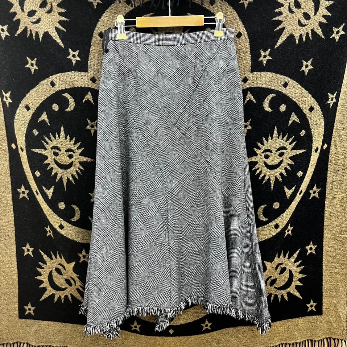 빈티지 모직 헤링본 에스닉 태슬 언발 롱스커트 K0084 상품이미지4