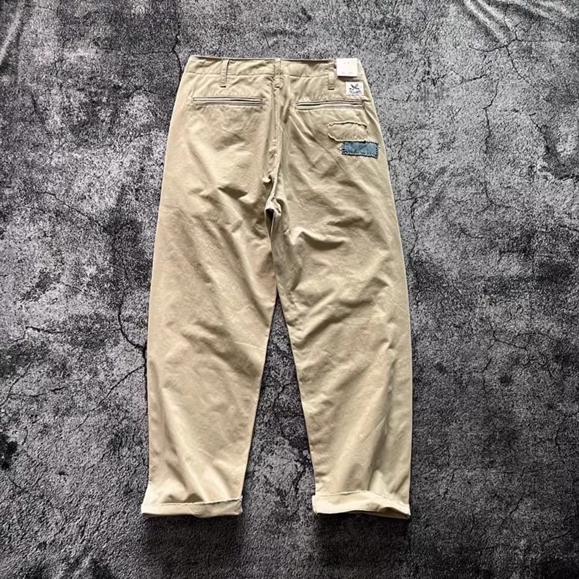 ️️️♦️ COZY / 러기드 코튼 패치워크 빈티지 치노 와이드 팬츠 상품이미지3