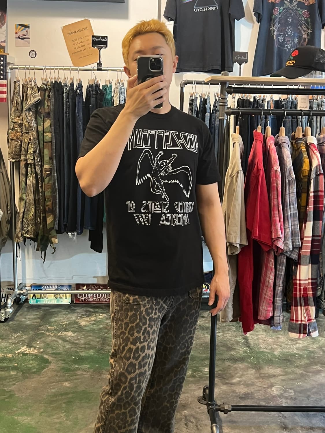 [L] 레드 제플린 1977 투어 티셔츠 밴드티 블랙 상품이미지3