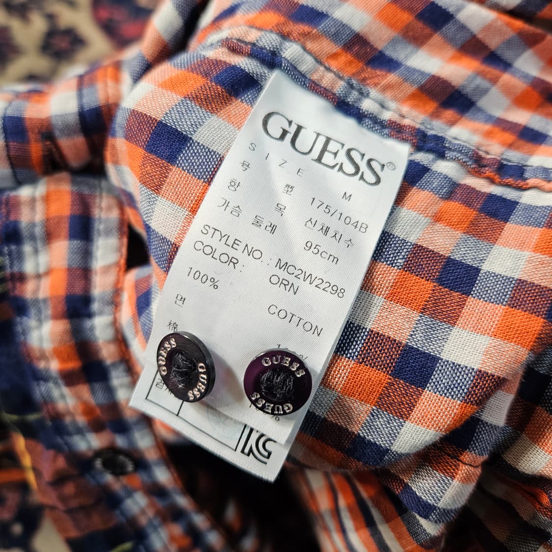 게스(GUESS) 빈티지 레터링 웨스턴 체크 셔츠 M size 상품이미지9
