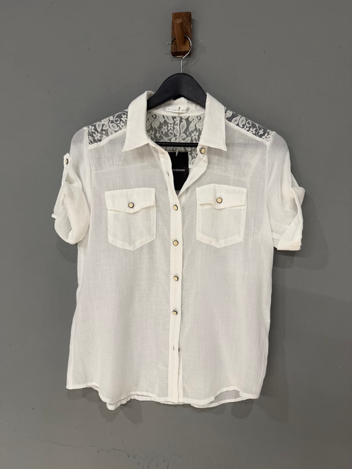 back lace point pocket shirt  상품이미지6
