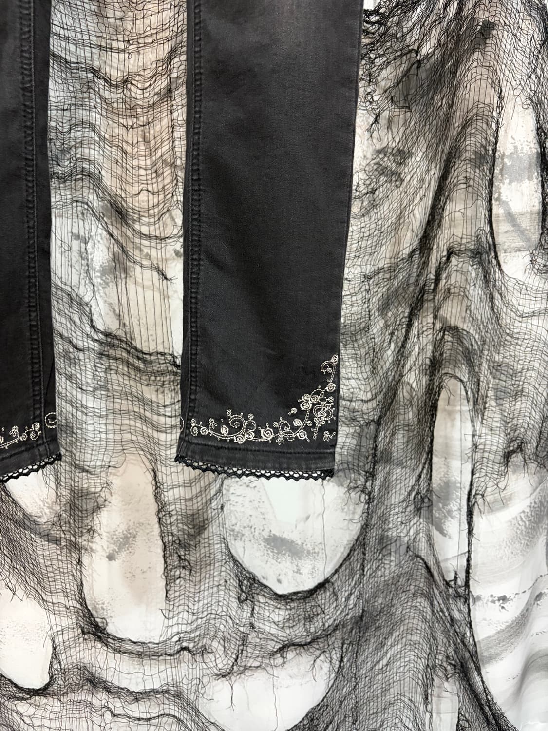 AXES FEMME embroidery lace detail pants 상품이미지5