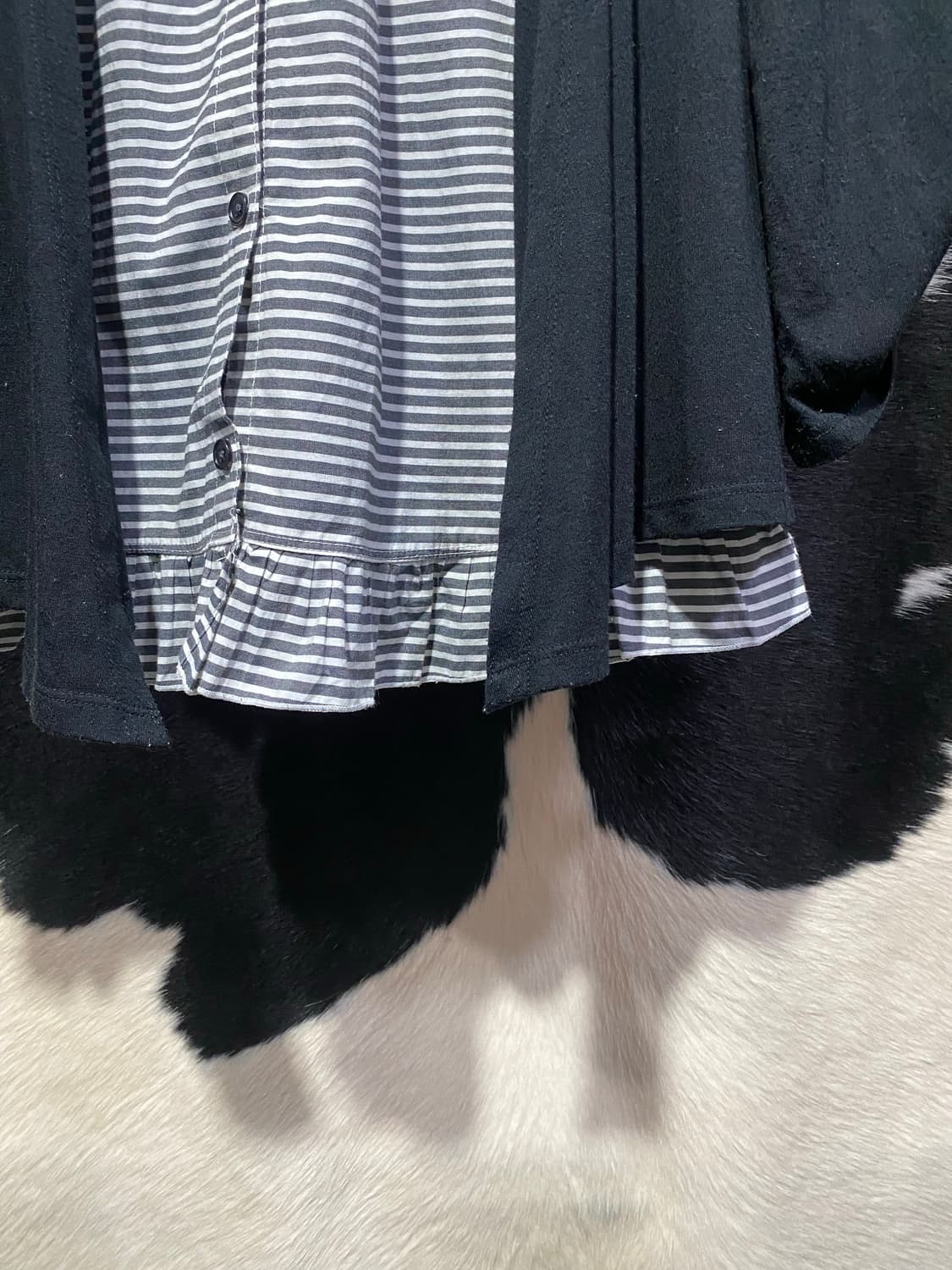 Japanese vtg 플리츠 디테일 레이어드 스트라이프 셔츠 상품이미지5